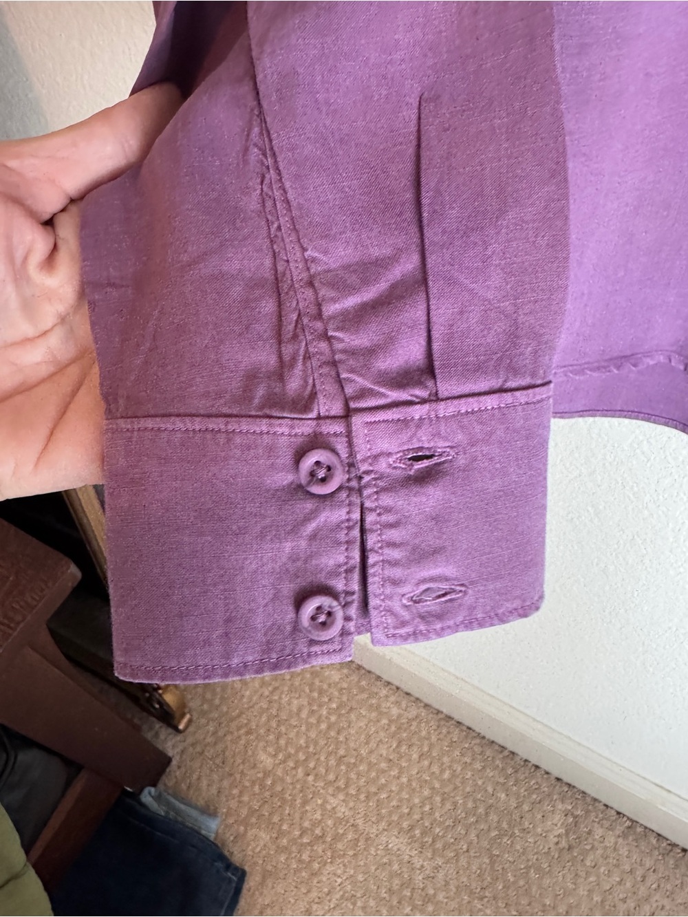 Cloth & Stone Purple Solid Woven Lyocell Pleated Button-Up Shirt Size M - Picture 8 of 13